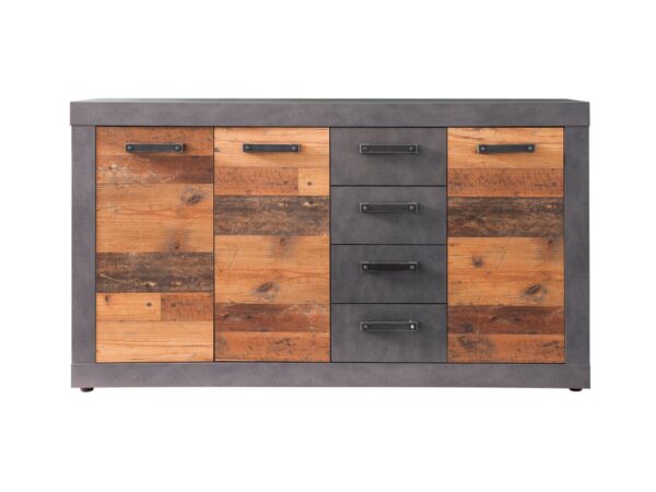 Sideboard mit 4 Schubladen Old Wood - Graphit Matera 151 cm - INDY