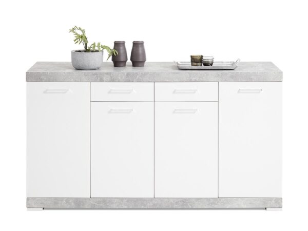 Sideboard mit Schubladen Betonoptik - weiß 160 cm - BRISTOL