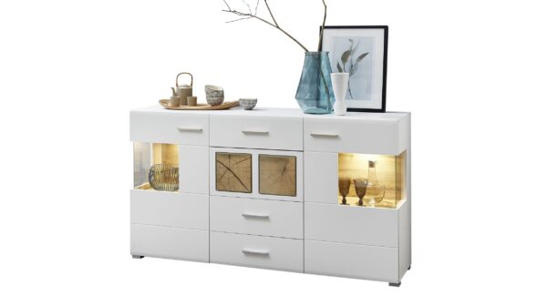 Sideboard weiß Hirnholzoptik 2-türig - 170 cm - FUN PLUS