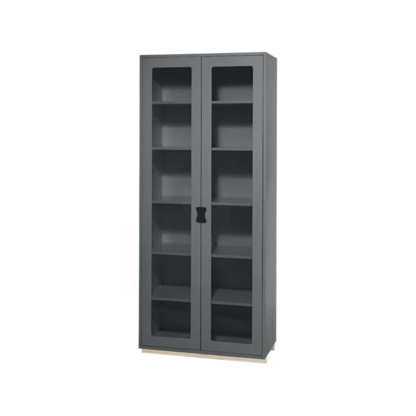 Asplund Snö F Hochschrank Vitrine Storm grey, Birkensockel, 30 cm