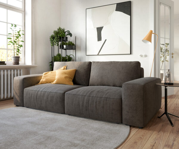 Big-Sofa Lanzo L 260x110 cm Mikrofaser Khakibraun