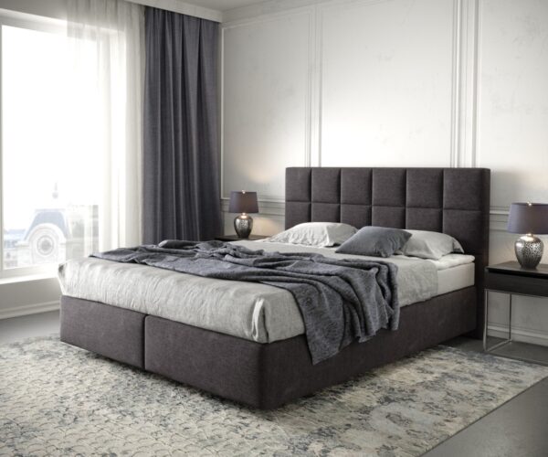 Boxspringbett Dream-Fine 160x200 cm Mikrofaser Schwarz mit Matratze und Topper