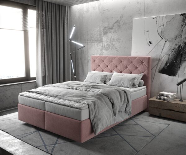 Boxspringbett Dream-Great 140x200 cm Mikrofaser Rosé mit Matratze und Topper