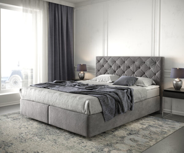 Boxspringbett Dream-Great 160x200 cm Mikrofaser Taupe mit Matratze und Topper