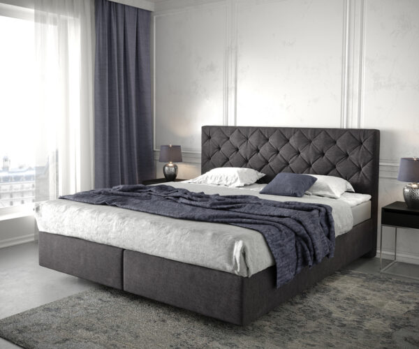 Boxspringbett Dream-Great 180x200 cm Schwarz mit Matratze und Topper