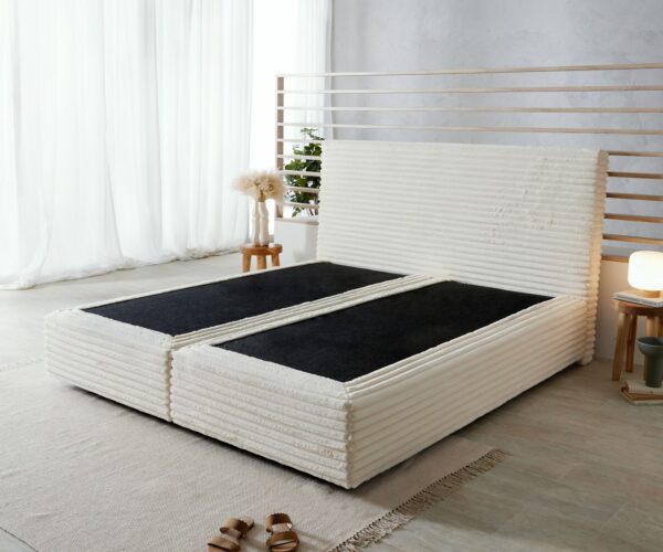 Boxspringgestell Dream-Well Plüsch-Cord Beige 180x200 cm