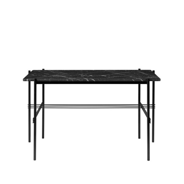 Gubi TS Desk Schreibtisch Marble black, Stahl schwarz lackiert