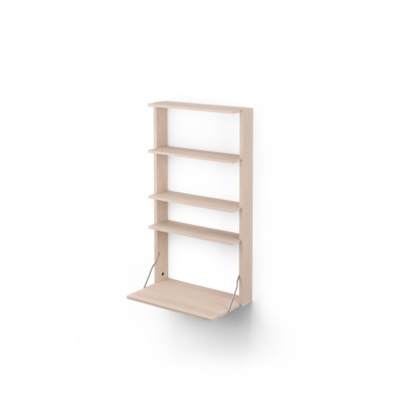 Massproductions Gridlock - M1-A4-0-D Wandregal mit Schreibtisch Natural Ash