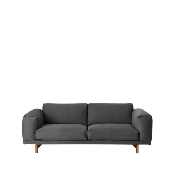 Muuto Rest Sofa 2-Sitzer Stoff remix 163 grey, Eichenholzbeine