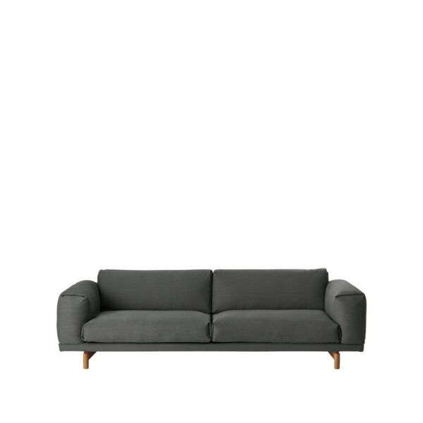 Muuto Rest Sofa 3-Sitzer Stoff remix 163 grey, Eichenholzbeine