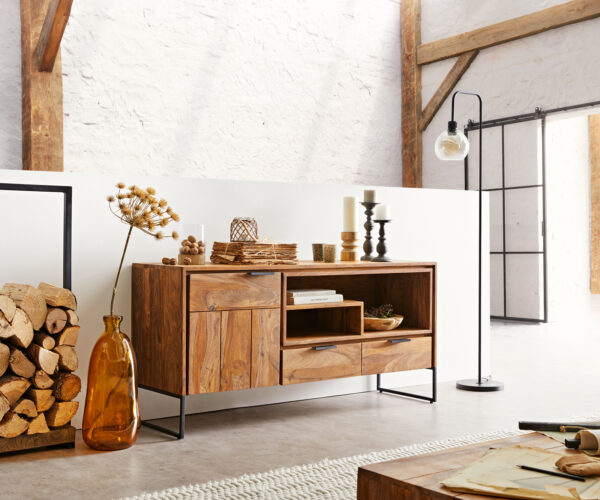 Sideboard Nook 145 cm Sheesham Natur 1 Tür 2 Schübe